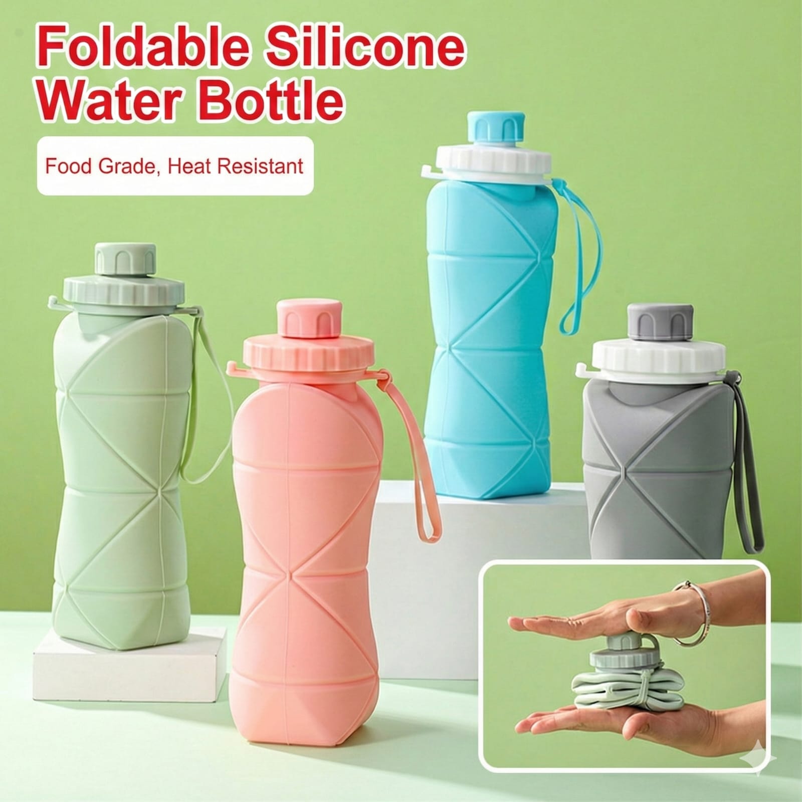 Portable Silicone Foldable Water bottle for Traveling and Outdoor Sports, Summer Essentials