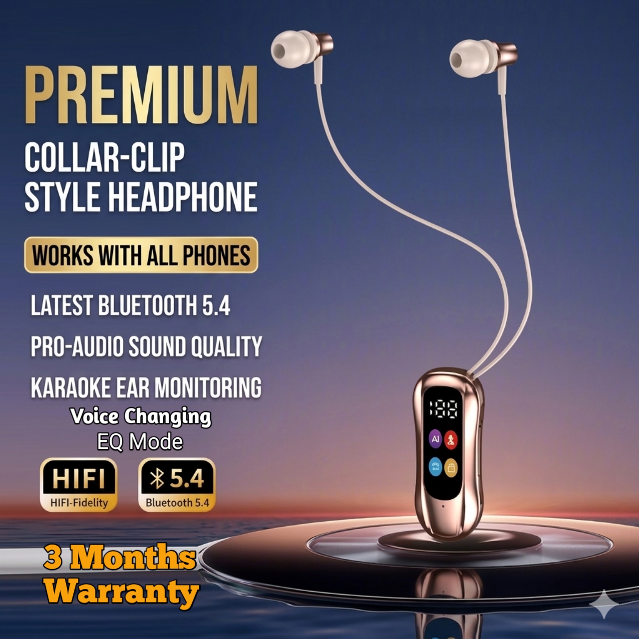 S30 Wireless Collar-Clip Earphone (Sports Car Edition)